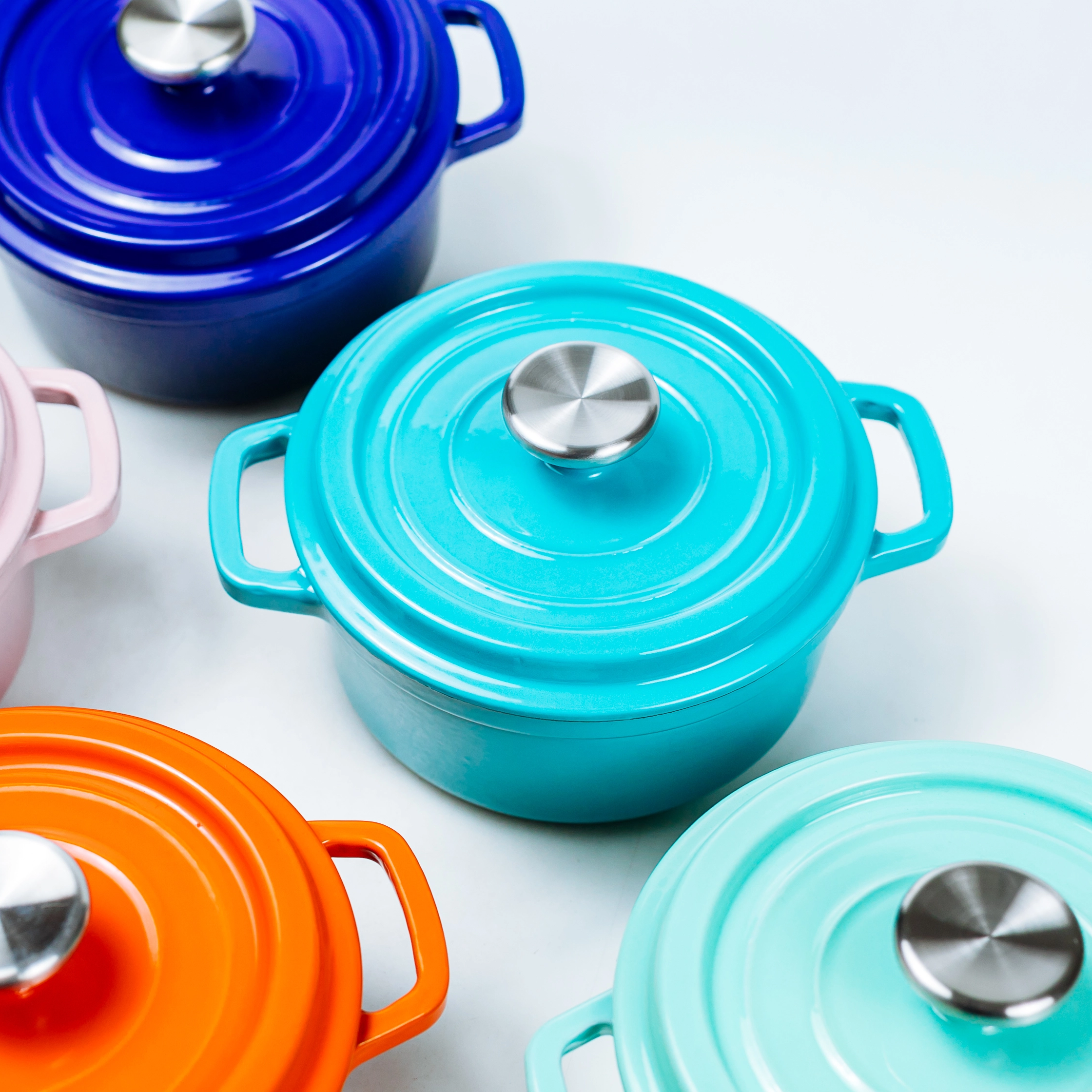 OEM Bule Enameled Cast Iron Casseroles للجزء العلوي من الزجاج